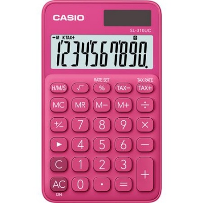 Zsebszámológép, 10 számjegy, CASIO "SL 310", rózsaszín